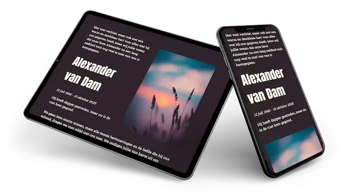 Mockup online rouwkaart